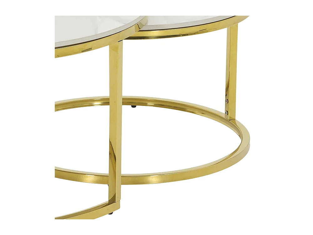 Couchtisch mit runder Tischplatte Weiß (zweiteilig)