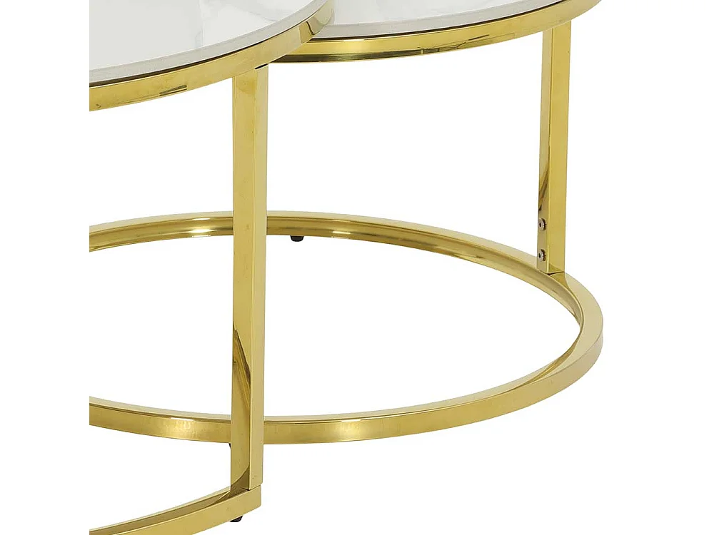 Couchtisch mit runder Tischplatte Weiß (zweiteilig)