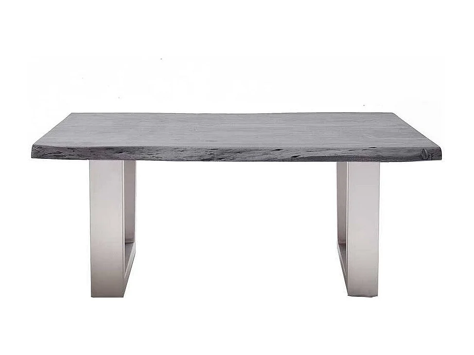 Industrial Couchtisch Akazie massiv grau Silberfarben