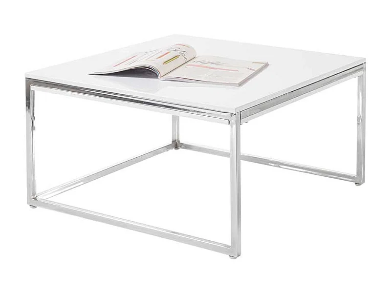 Wohnzimmer Tisch in Weiß Hochglanz Chromfarben