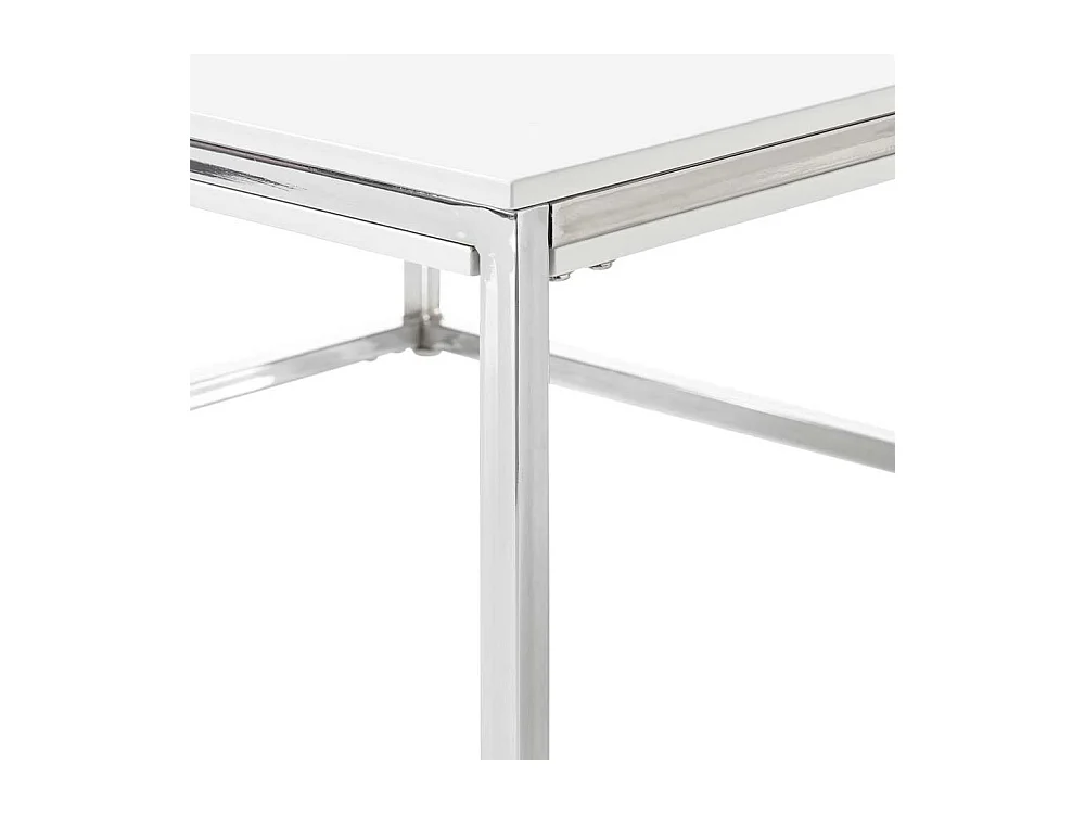 Wohnzimmer Tisch in Weiß Hochglanz Chromfarben
