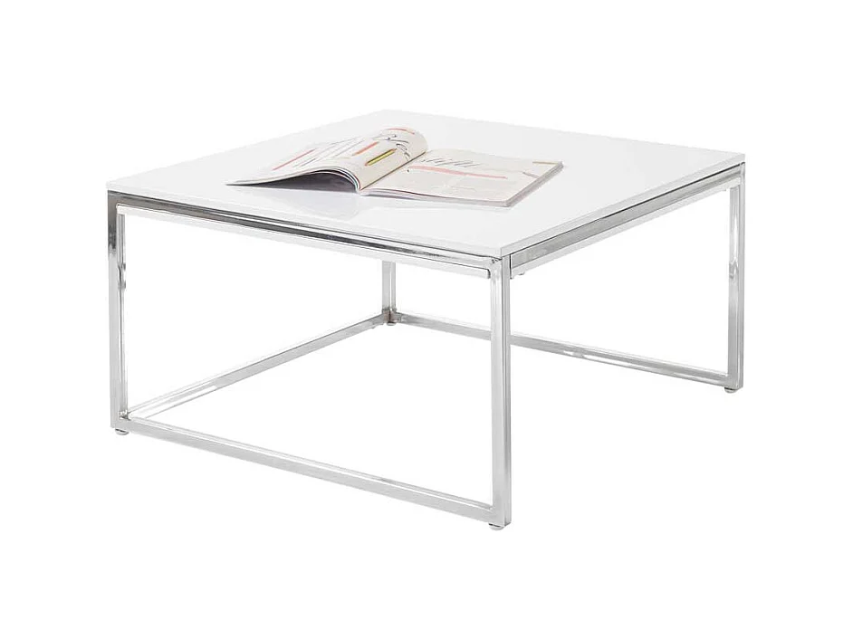 Wohnzimmer Tisch in Weiß Hochglanz Chromfarben