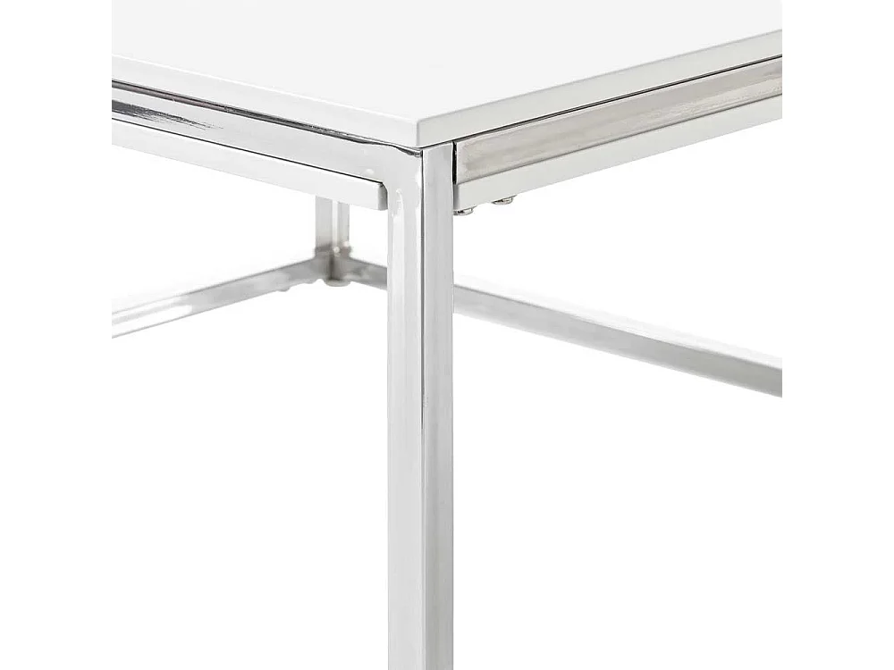 Wohnzimmer Tisch in Weiß Hochglanz Chromfarben