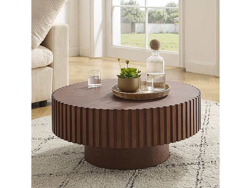 Couchtisch Wohnzimmertisch in Walnussfarben 80 cm breit