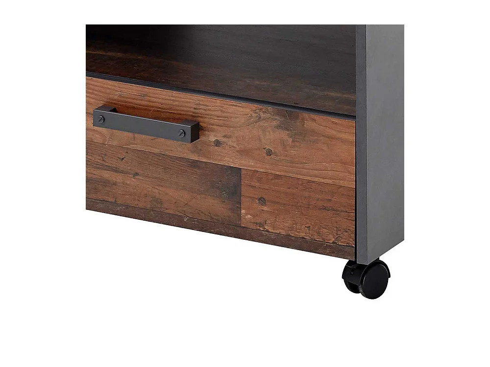 Rollbarer Couchtisch im Industry und Loft Stil einer Schublade