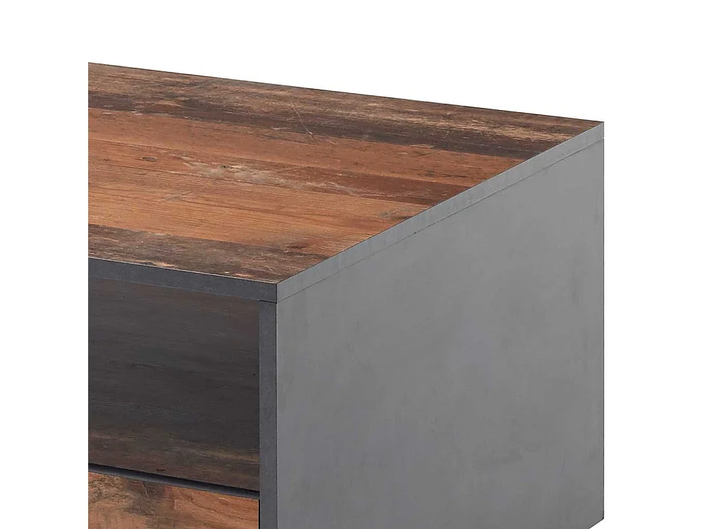 Rollbarer Couchtisch im Industry und Loft Stil einer Schublade