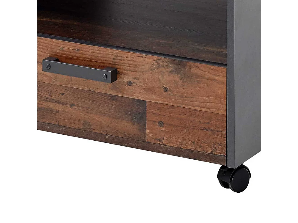 Rollbarer Couchtisch im Industry und Loft Stil einer Schublade