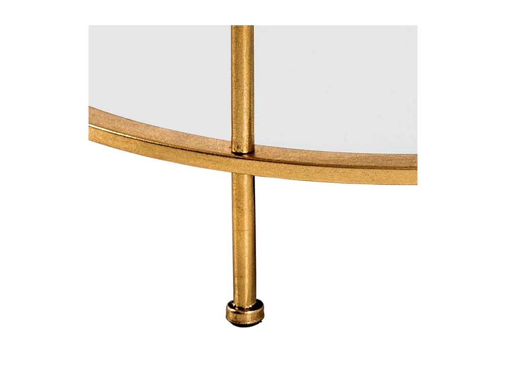 Runder Sofa Tisch aus Stahl in Goldfarben Spiegelglasplatten