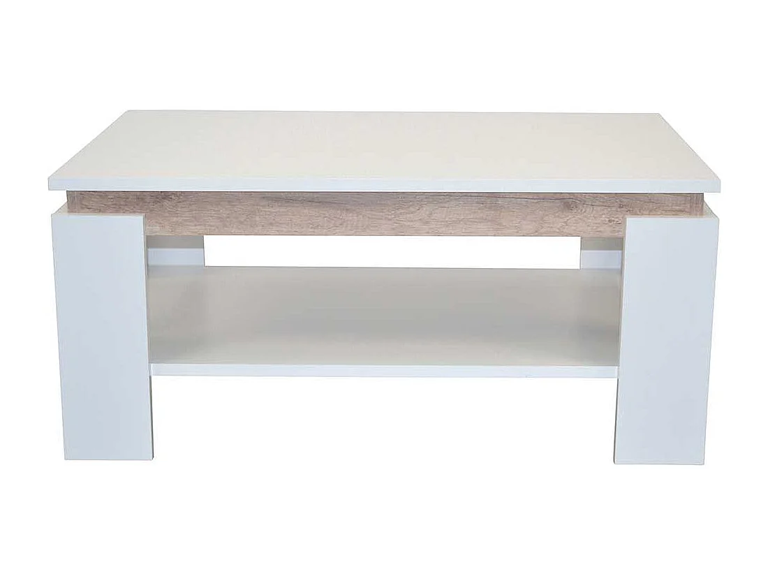 Couchtisch in Weiß und Wildeichefarben zusätzlicher Ablage