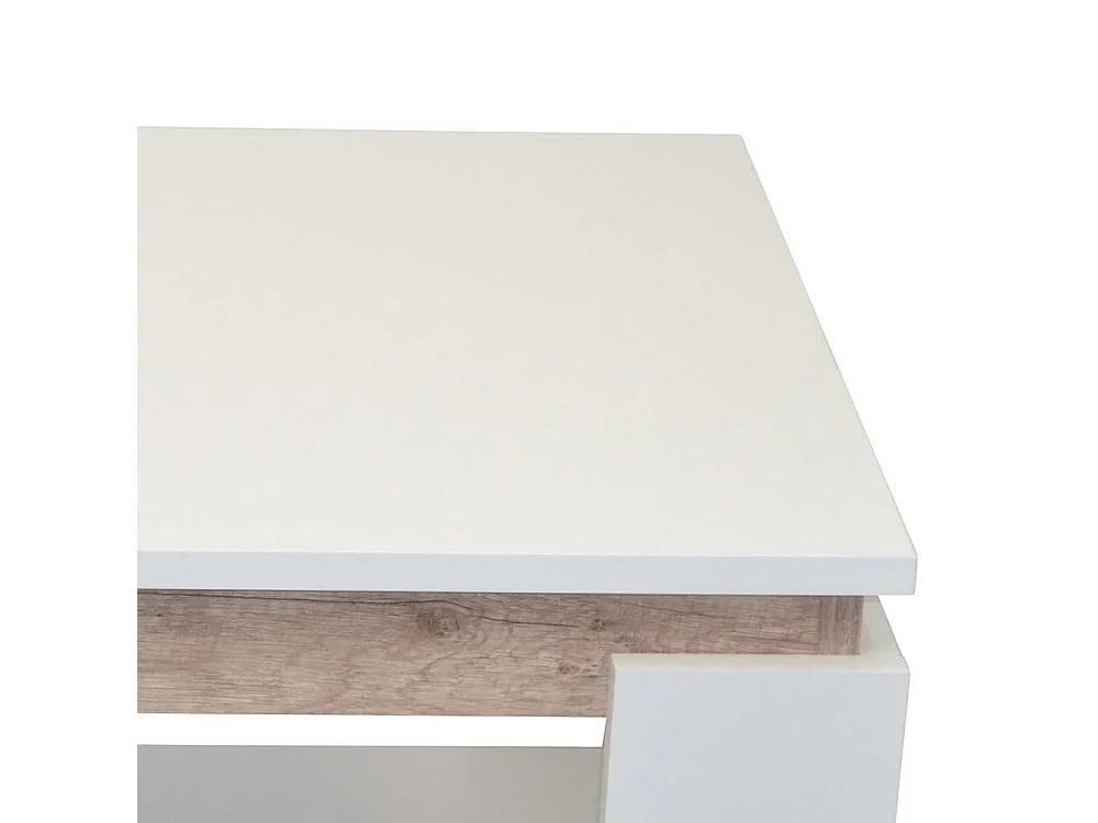 Couchtisch in Weiß und Wildeichefarben zusätzlicher Ablage