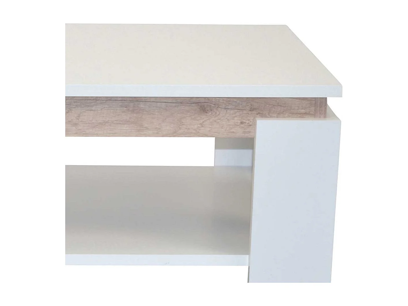 Couchtisch in Weiß und Wildeichefarben zusätzlicher Ablage