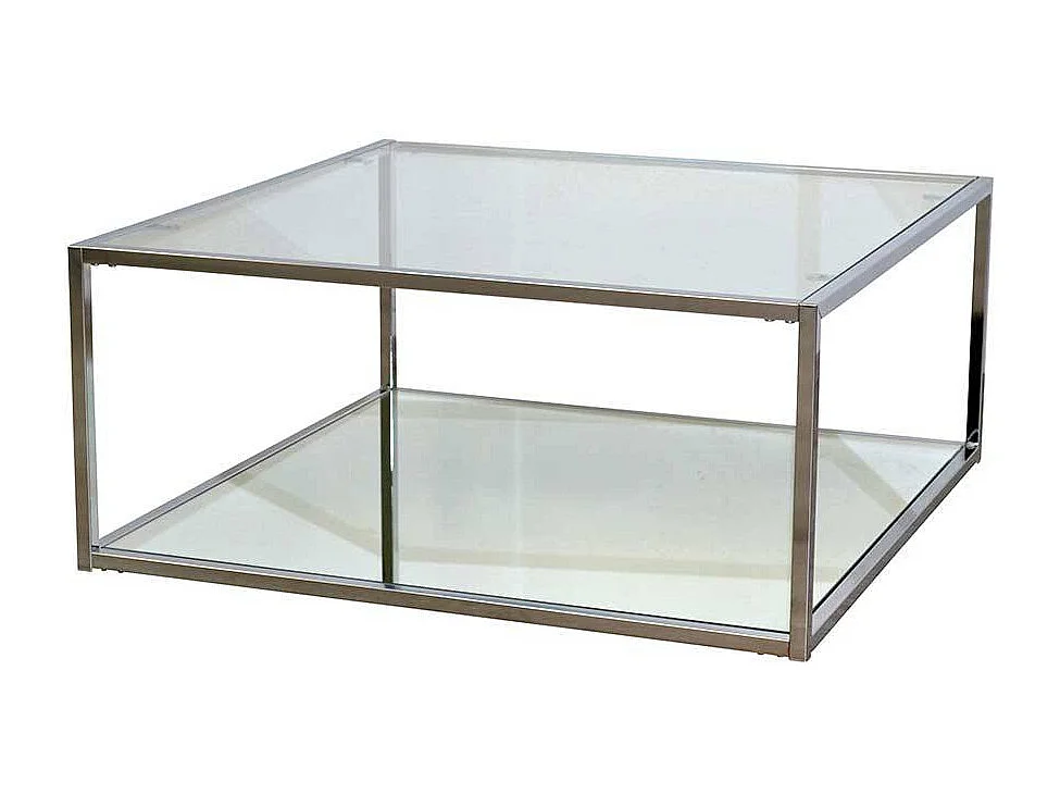 Glas Couchtisch mit Stahlgestell Chromfarben