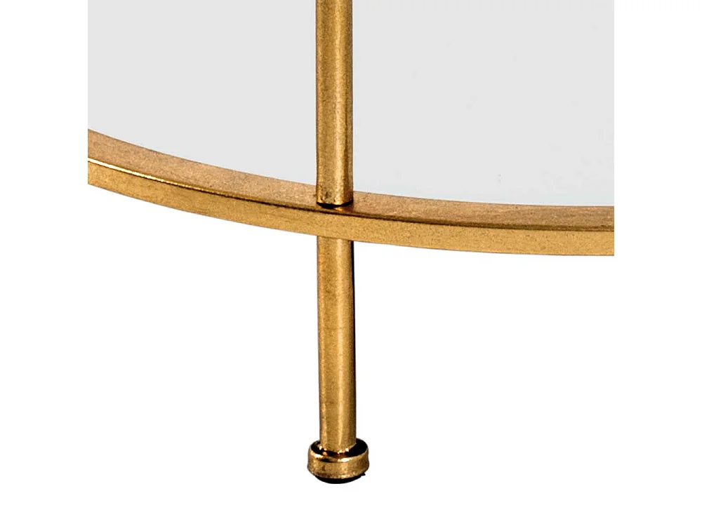 Runder Sofa Tisch aus Stahl in Goldfarben Spiegelglasplatten