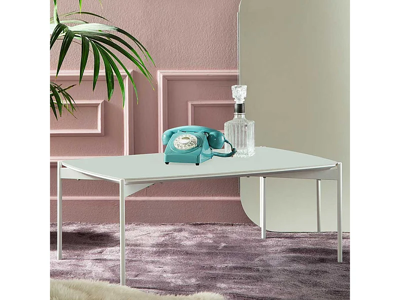 Designercouchtisch mit Keramikplatte Weiß