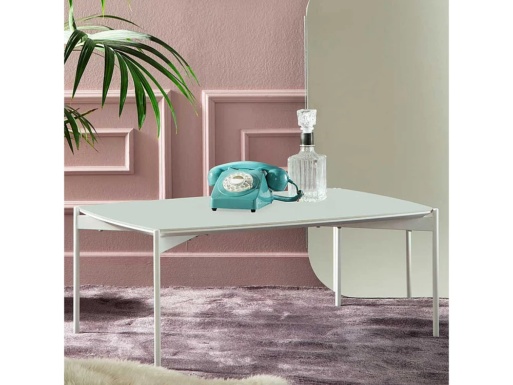 Designercouchtisch mit Keramikplatte Weiß