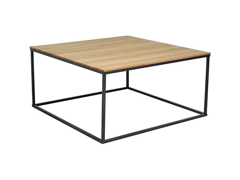 Quadratischer Couchtisch aus Wildeiche Massivholz Metall