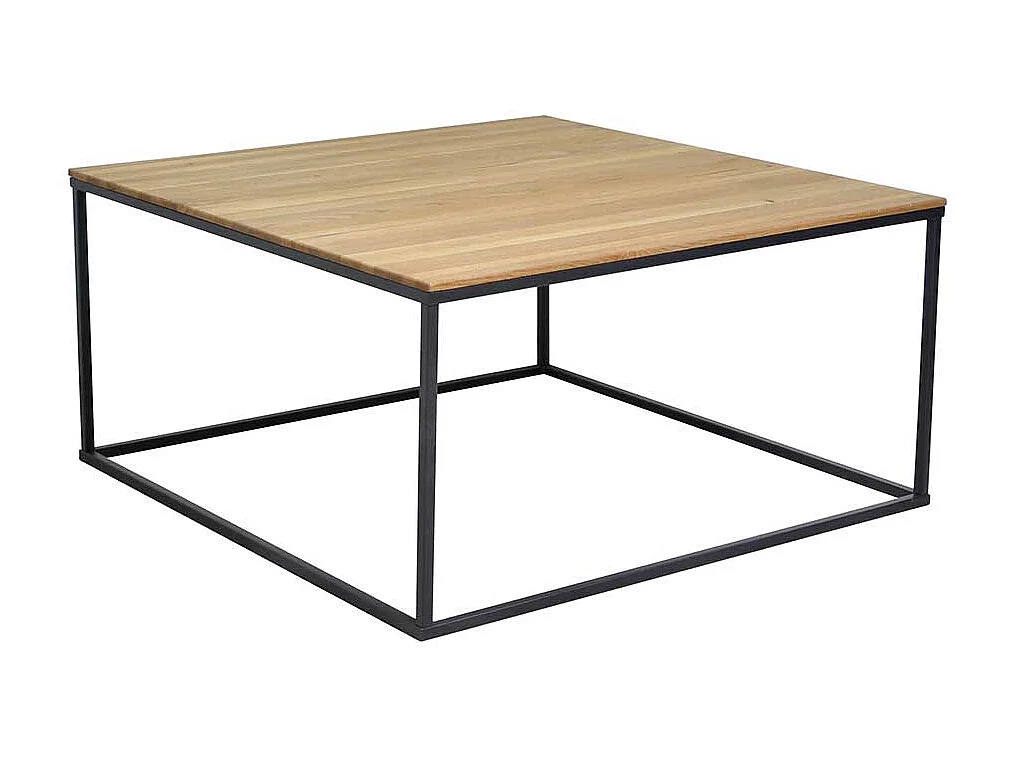 Quadratischer Couchtisch aus Wildeiche Massivholz Metall