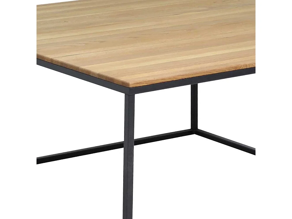 Quadratischer Couchtisch aus Wildeiche Massivholz Metall