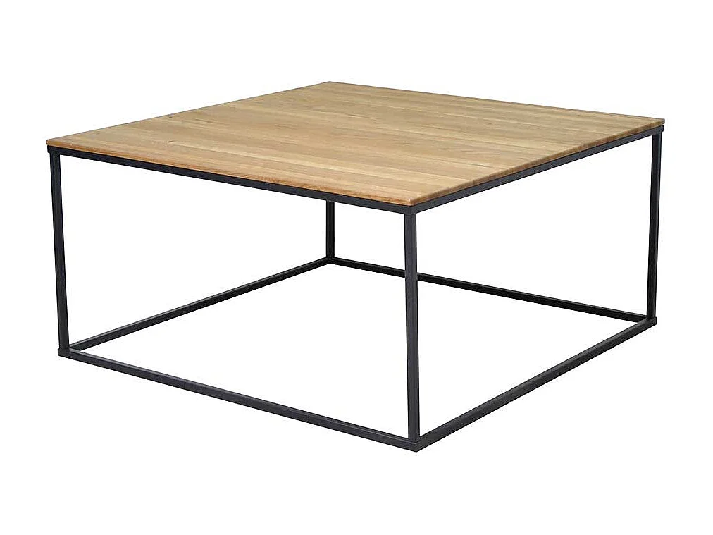 Quadratischer Couchtisch aus Wildeiche Massivholz Metall