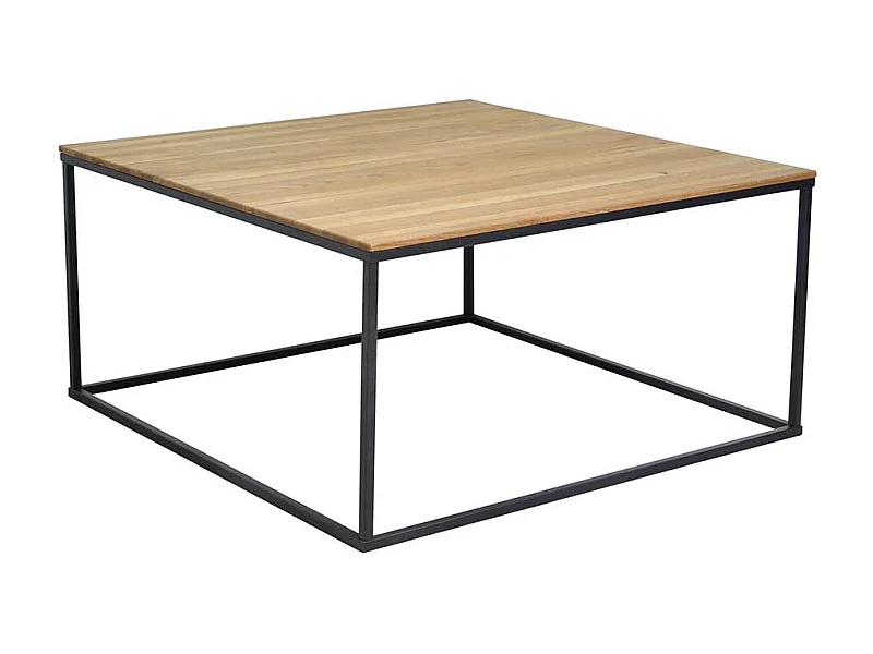 Quadratischer Couchtisch aus Wildeiche Massivholz Metall