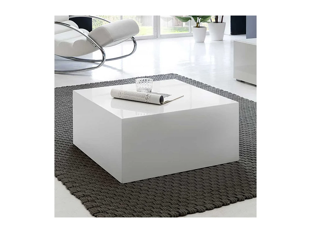 Block Couchtisch Hochglanz in Weiß 60x30x60 cm