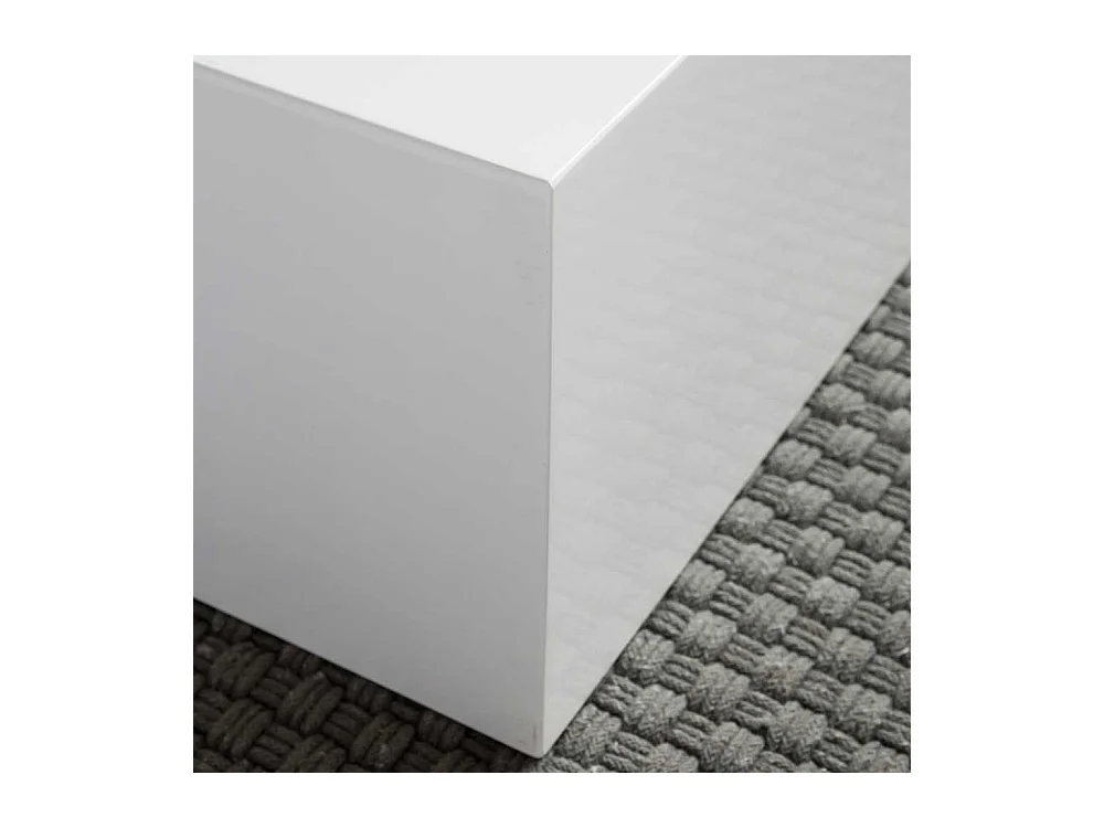 Block Couchtisch Hochglanz in Weiß 60x30x60 cm
