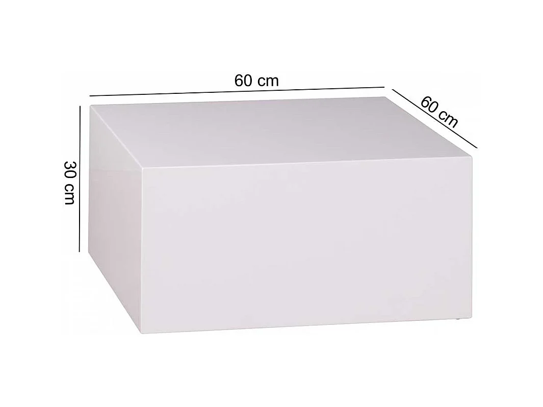 Block Couchtisch Hochglanz in Weiß 60x30x60 cm
