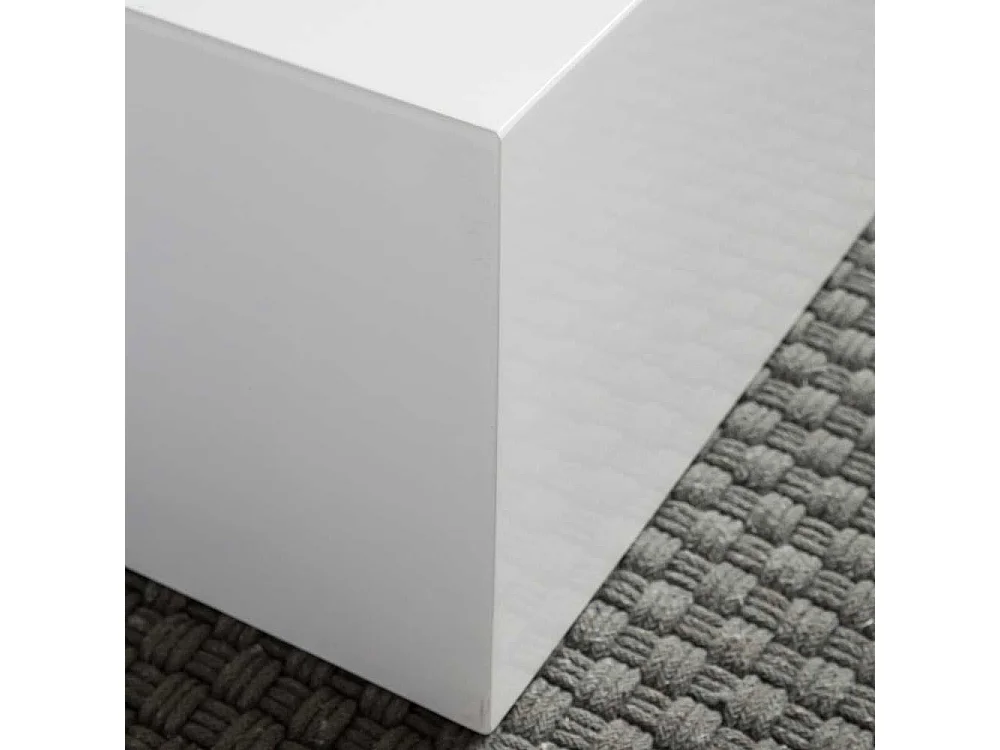 Block Couchtisch Hochglanz in Weiß 60x30x60 cm
