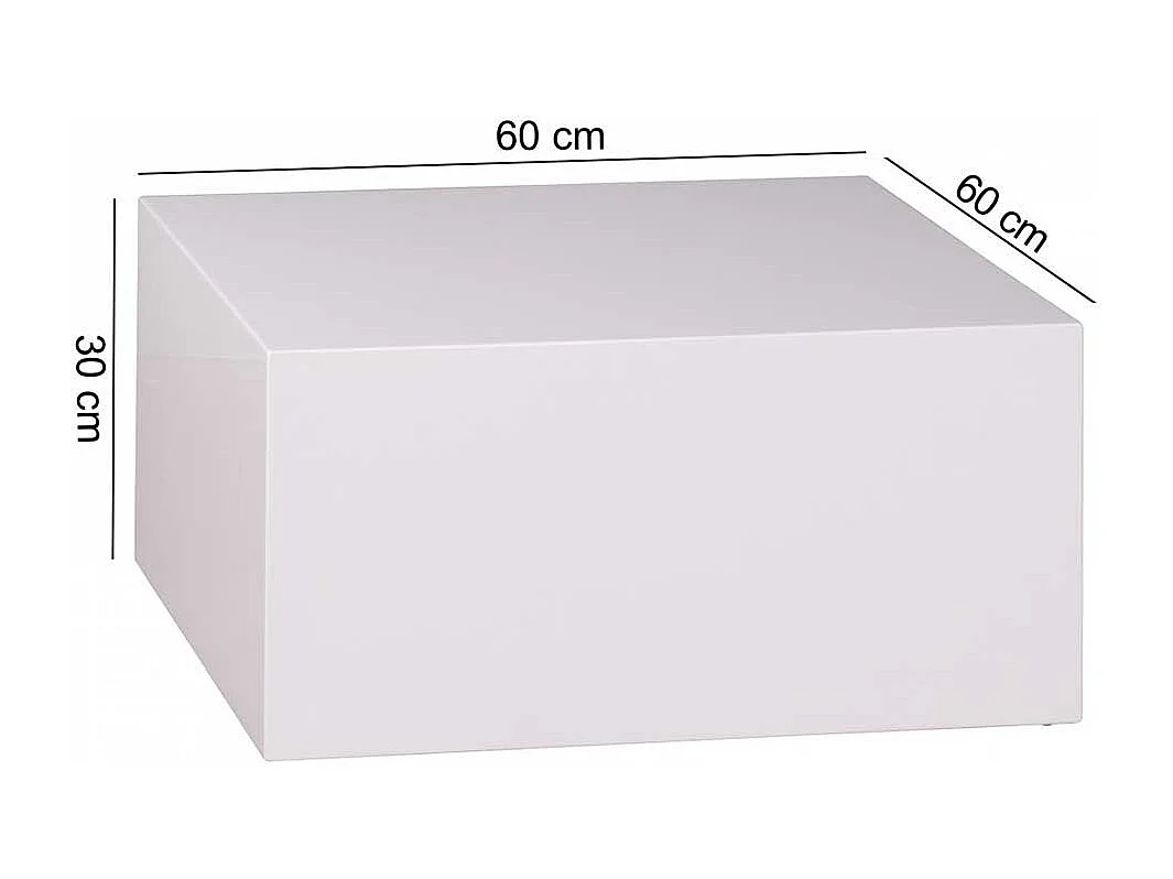 Block Couchtisch Hochglanz in Weiß 60x30x60 cm