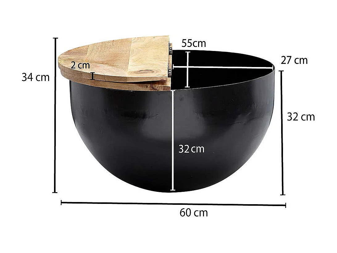 Truhentisch Industriestil aus Mangobaum Massivholz Metall