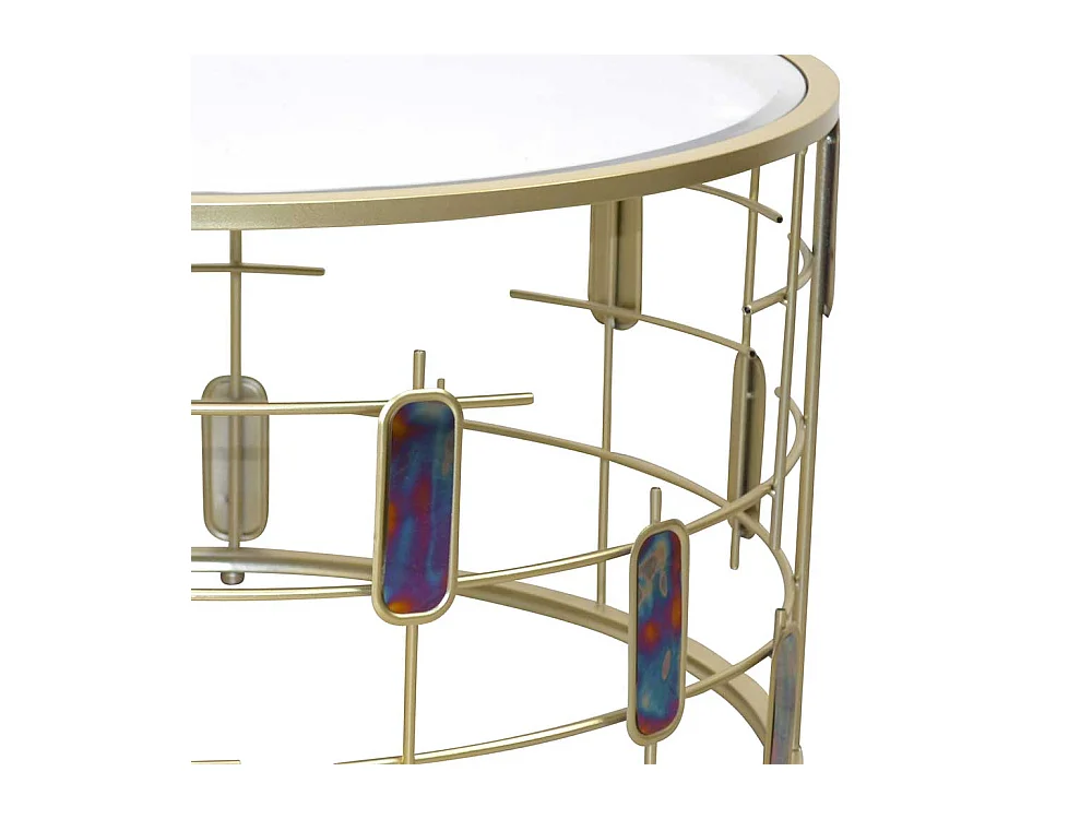 Moderner Designtisch in Goldfarben Spiegelglas und Metall