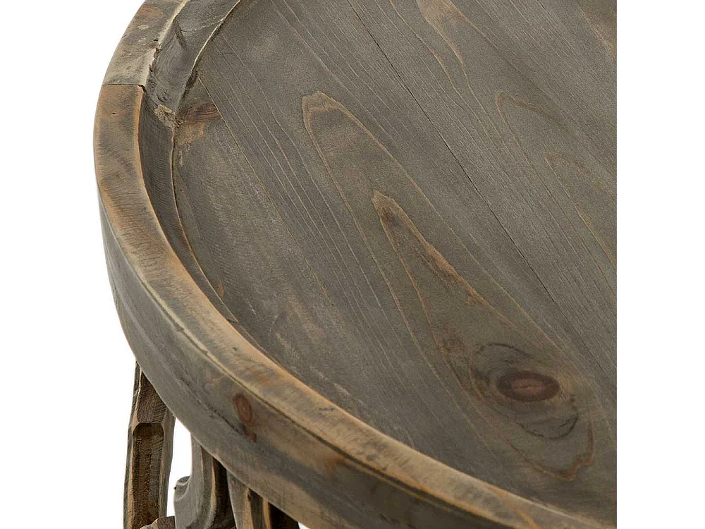 Holz Wohnzimmertisch im Vintage Look runder Tischplatte