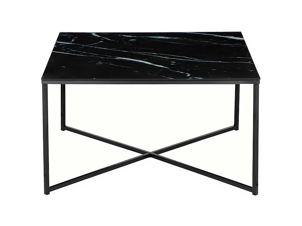 Salontisch im Retrostil Glasplatte Marmoroptik