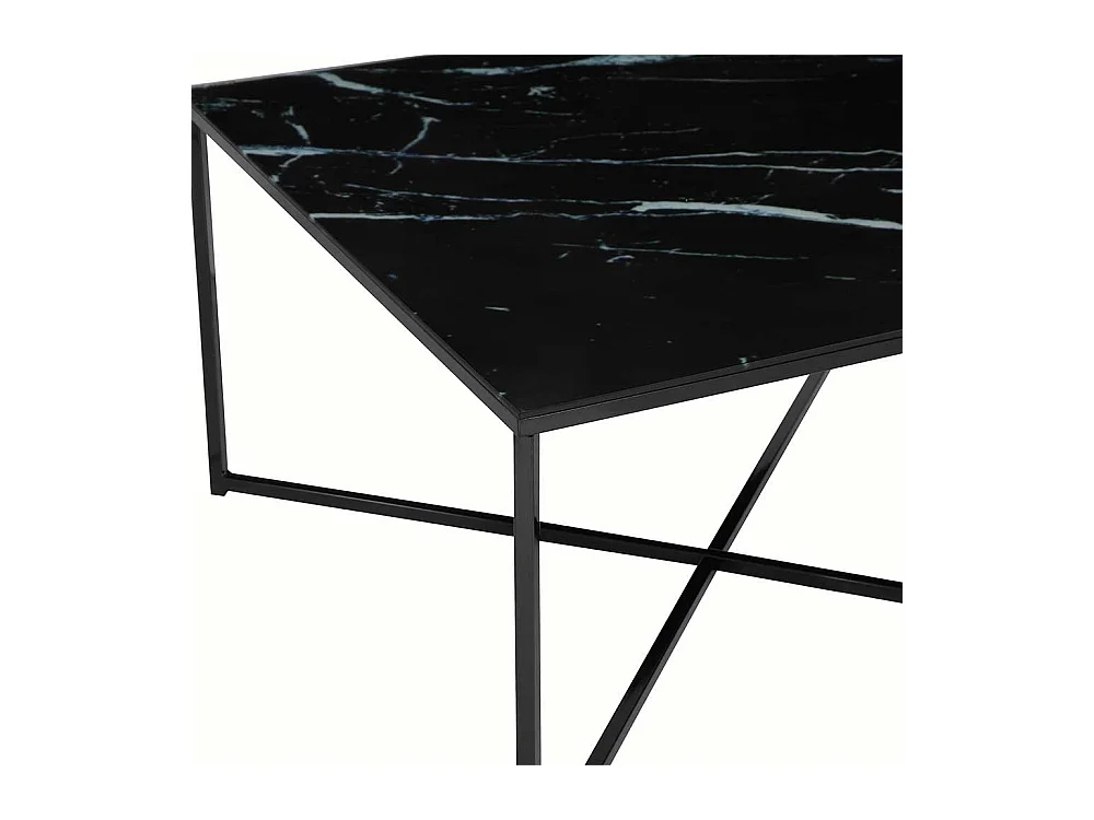 Salontisch im Retrostil Glasplatte Marmoroptik