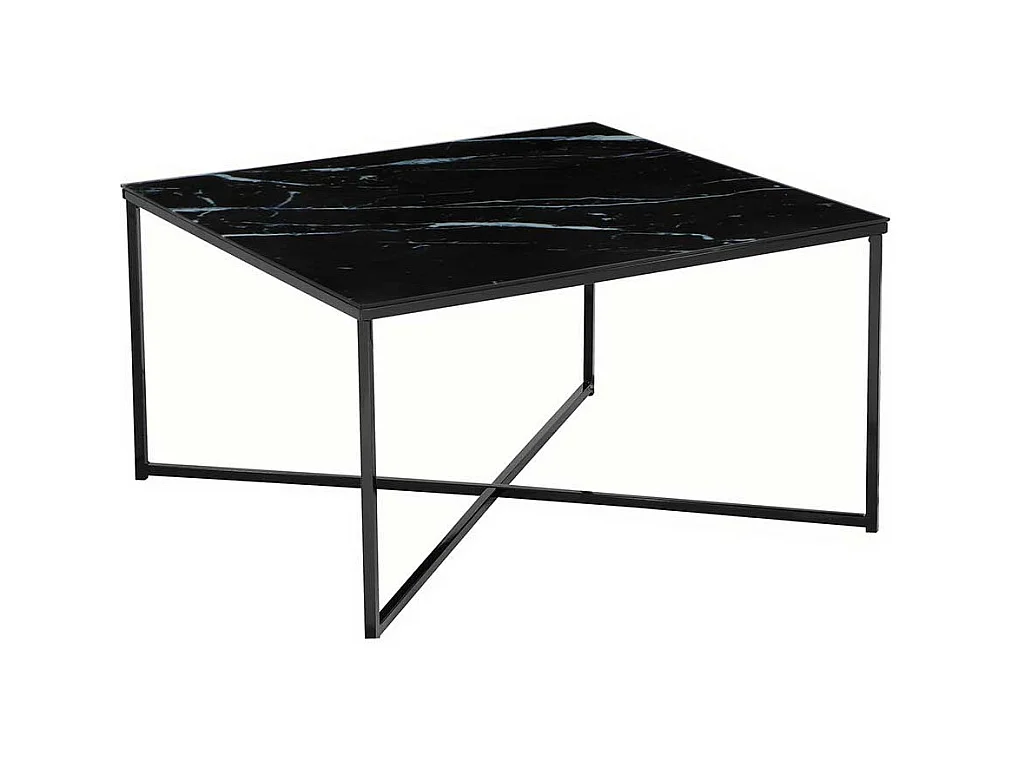 Salontisch im Retrostil Glasplatte Marmoroptik