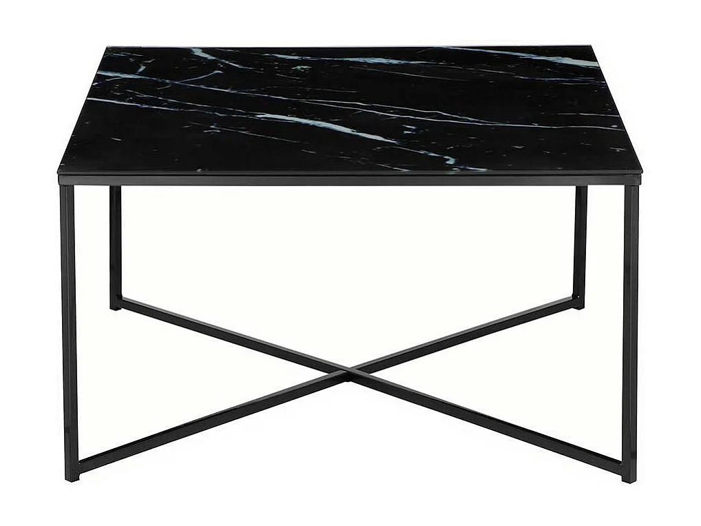 Salontisch im Retrostil Glasplatte Marmoroptik