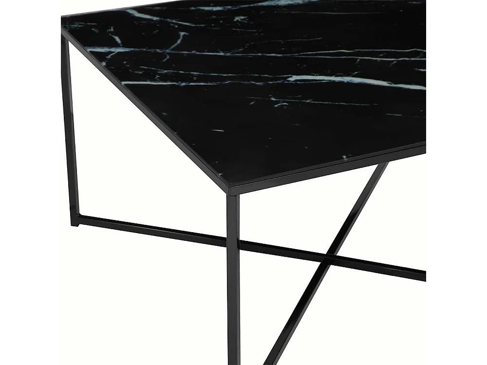 Salontisch im Retrostil Glasplatte Marmoroptik