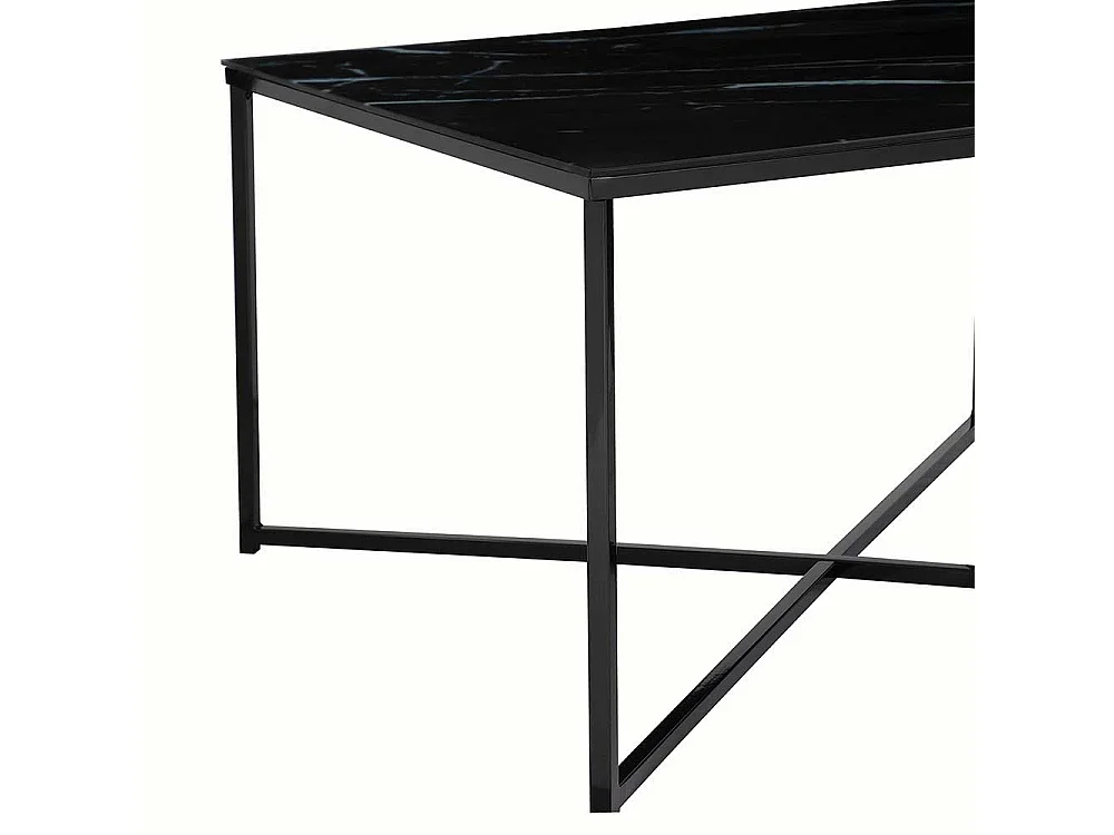 Salontisch im Retrostil Glasplatte Marmoroptik