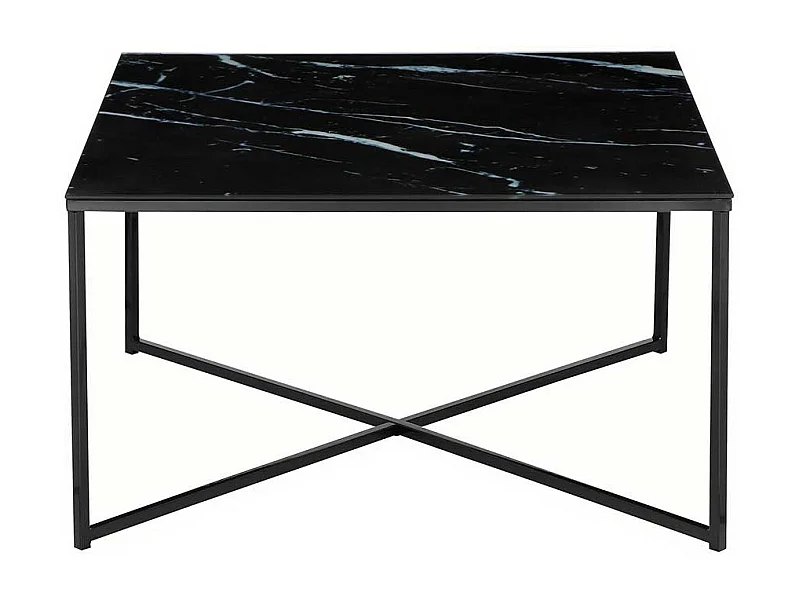 Salontisch im Retrostil Glasplatte Marmoroptik