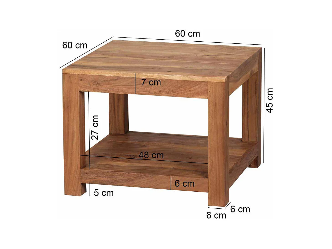 Couchtisch aus Akazie Massivholz 60 cm