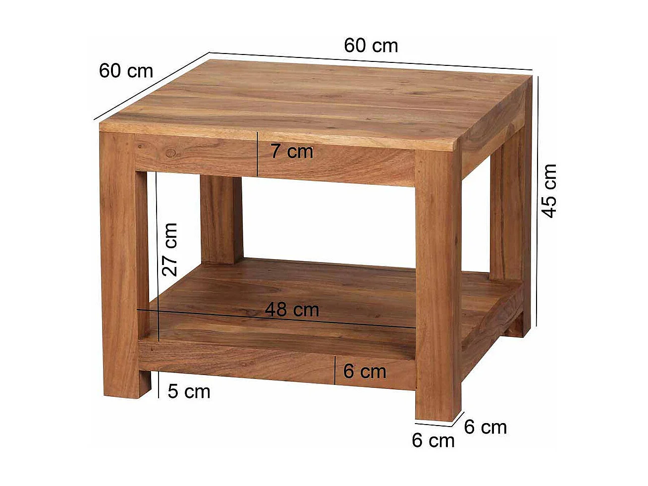 Couchtisch aus Akazie Massivholz 60 cm