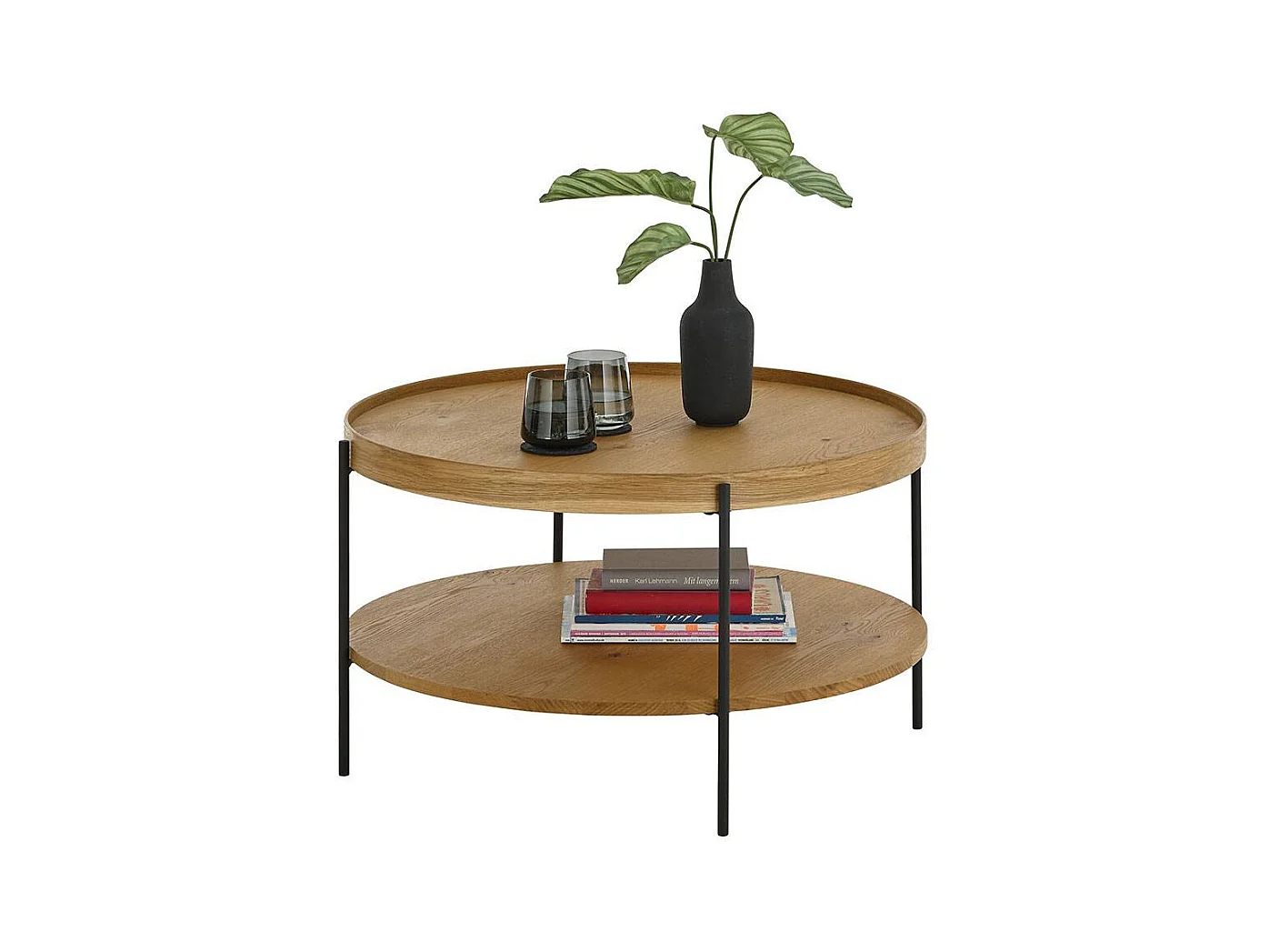 Couchtisch Sofatisch in runder Form echtholzfurniert