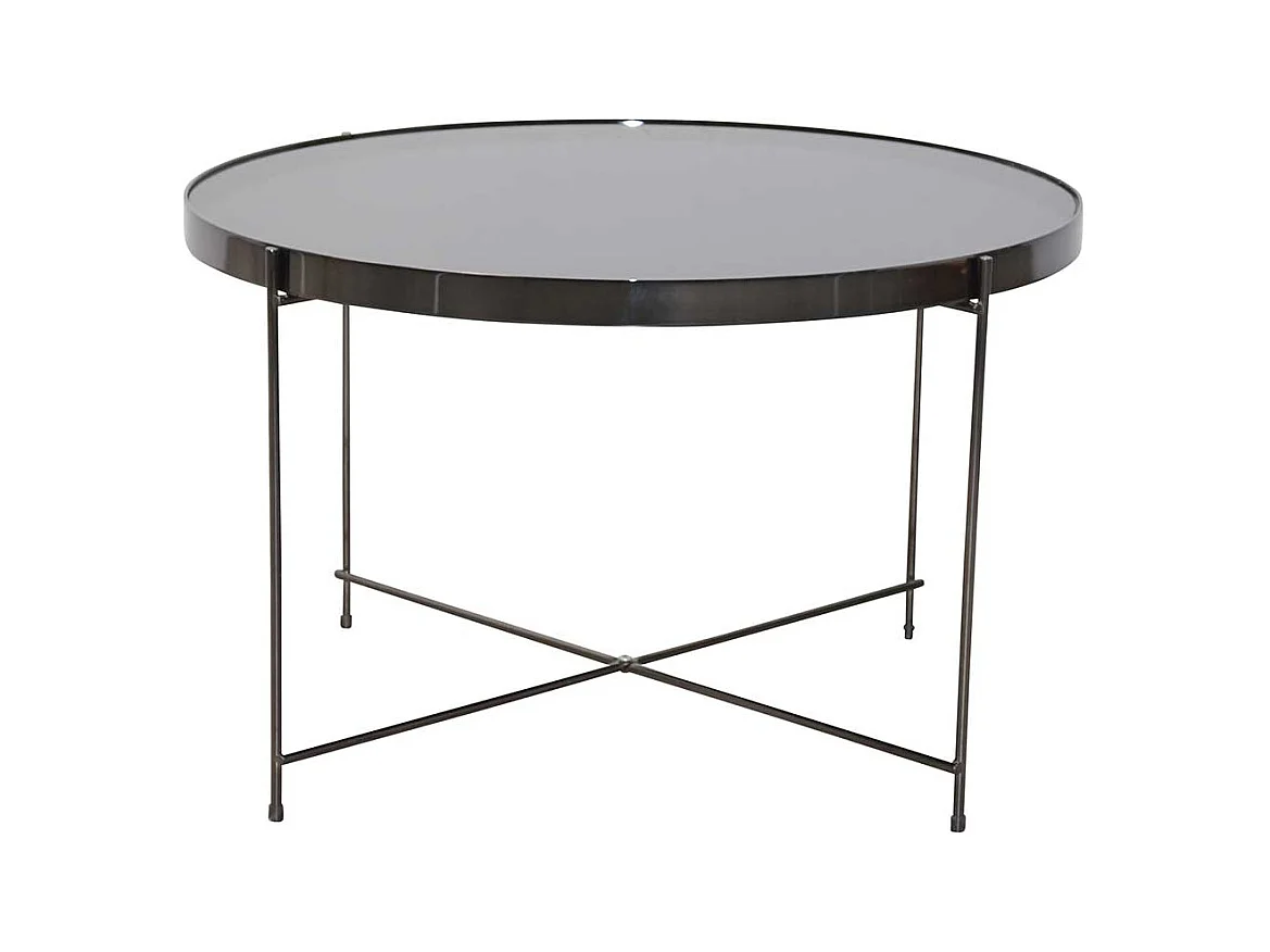 Glas Tisch in Schwarz Stahl und Spiegelglas