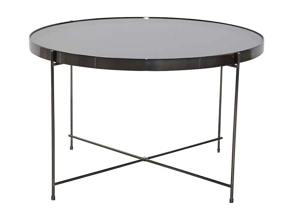Glas Tisch in Schwarz Stahl und Spiegelglas
