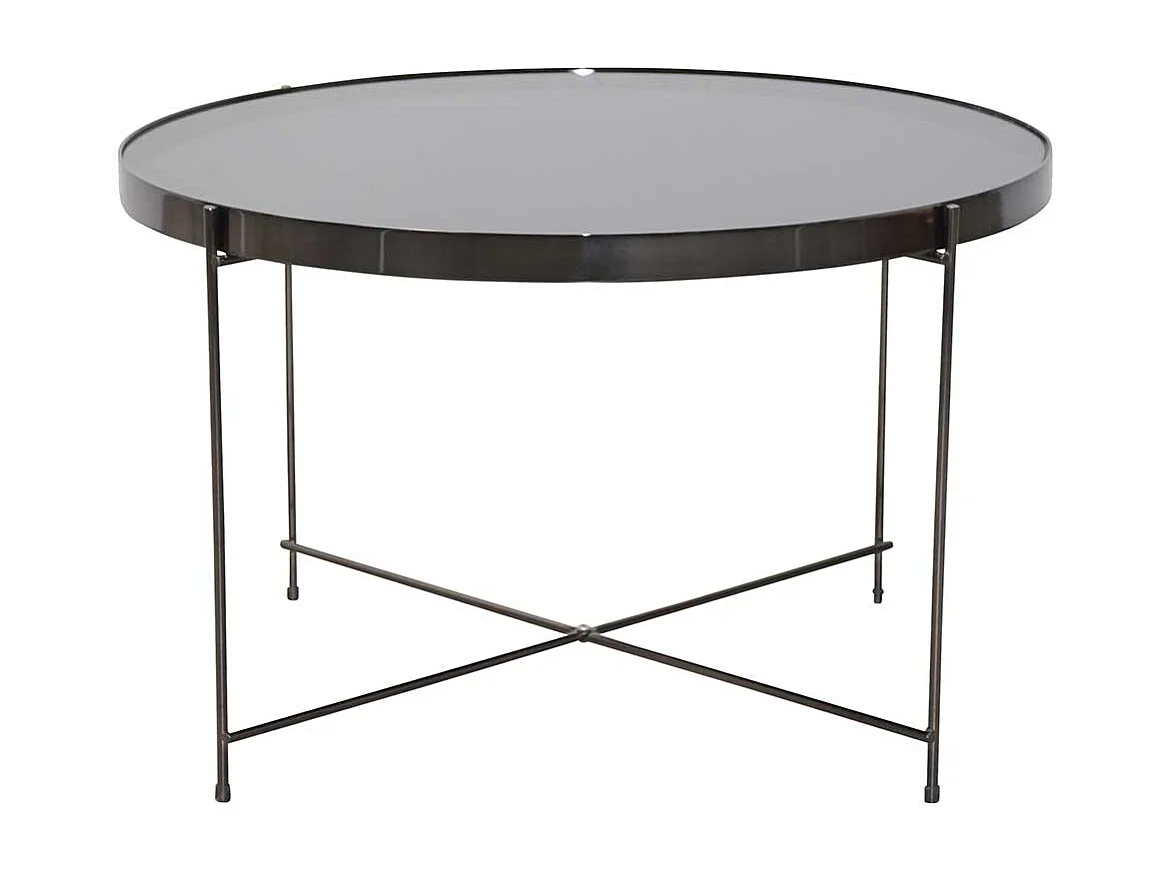 Glas Tisch in Schwarz Stahl und Spiegelglas