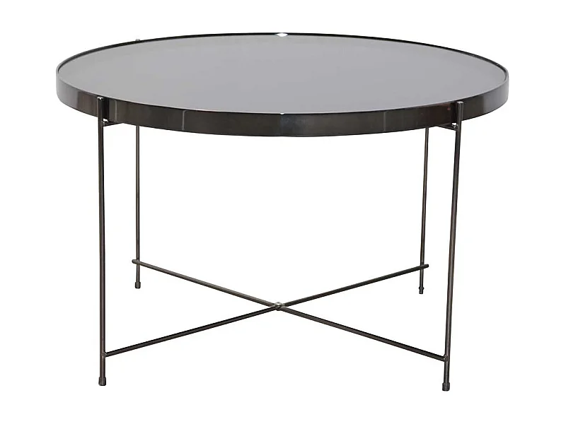 Glas Tisch in Schwarz Stahl und Spiegelglas