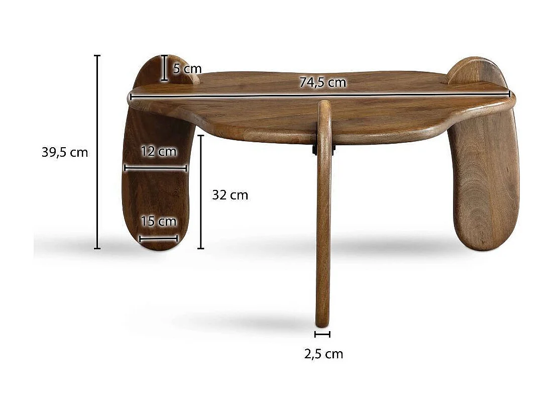 Couchtisch Massivholztisch in Walnussfarben 75 cm breit