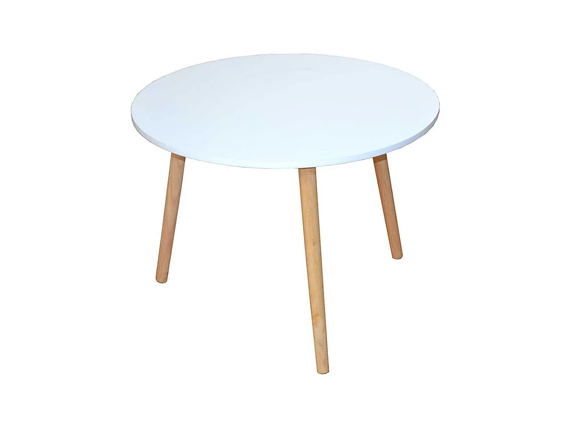 Couchtisch in Weiß Holz Rund