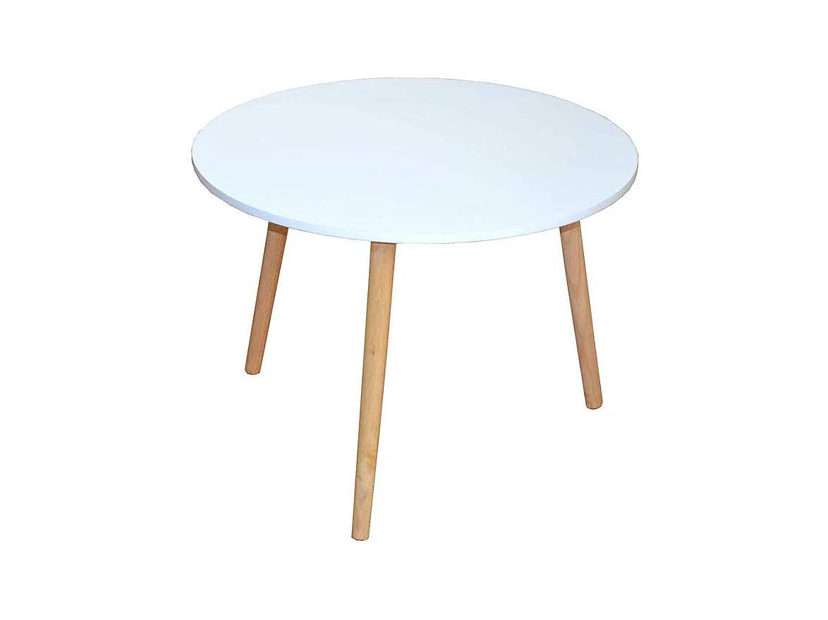 Couchtisch in Weiß Holz Rund