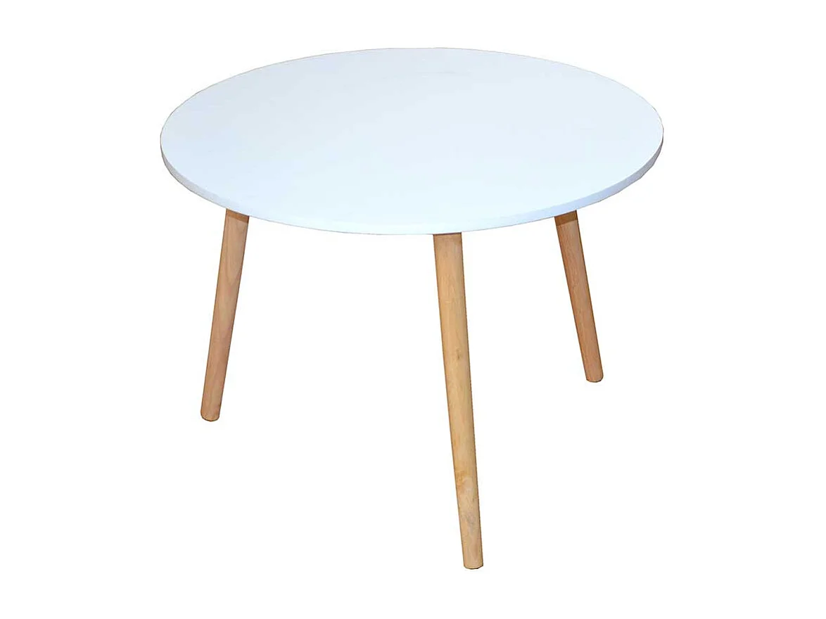 Couchtisch in Weiß Holz Rund